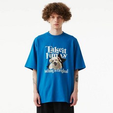 어반에이지 남녀공용 통기성 테이크 잇 퍼니 펫 오버 반팔 면 티셔츠