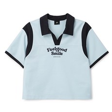 R10U 女童撞色領短版T恤 U2425T176