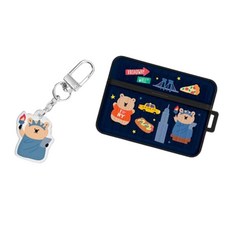 트라이코지 쿼카 여행 아머 에어팟 케이스 + 아크릴 키링 세트 에어팟 3세대, 쿼카 여행 뉴욕