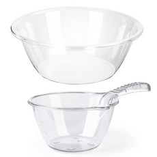 MONACO OLIVE 透明圓形大臉盆 + 透明水瓢組, 單一顏色, 1套