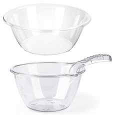 MONACO OLIVE 透明圓形小臉盆 + 透明水瓢組合, 單一顏色, 1套