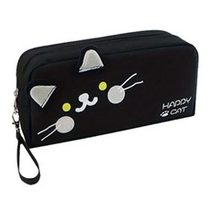 DOnG-A Pms 可愛大容量雙層鉛筆盒, 快樂貓 黑色, 1個