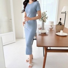 세이스타일 여성용 소프트 반팔 뒷트임 H라인 롱 원피스 빅사이즈 포함