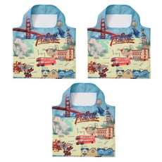 알로데 솜니움 유화 접이식 장바구니 쇼핑백, 13 샌프란시스코, 3개