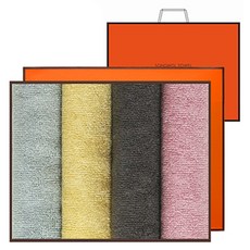 Songwol 松月 竹纖維輕薄素色洗臉巾 135g x 4入 禮盒組 + 購物袋, 1組, 混色