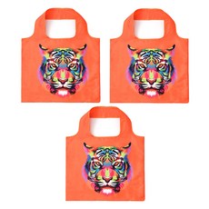 알로데 솜니움 유화 접이식 장바구니 쇼핑백, 06 오렌지타이거, 3개