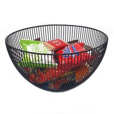 Agno 一字圓形鐵製零食籃, 1個, 黑色