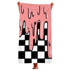 UNHAVE 獨特設計沙灘巾 90 x 180 cm, 04 奶油格紋, 1個