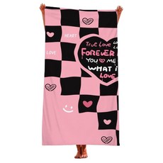 Unhave 獨特設計沙灘巾 90 x 180 cm, 07 愛心格紋款, 1個