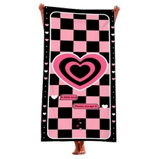 UNHAVE 獨特設計沙灘巾 90 x 180 cm, 26 黑粉色愛心, 1個