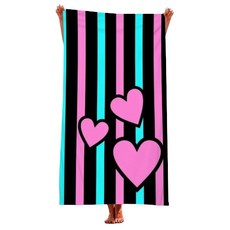 UNHAVE 獨特設計沙灘巾 90 x 180 cm, 28 條紋愛心, 1個