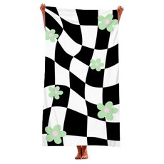 UNHAVE 獨特設計沙灘巾 90 x 180 cm, 08 花朵格紋, 1個