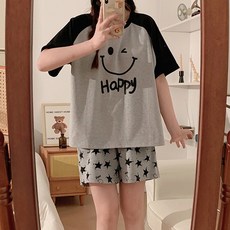 페리힐즈 여성용 소프트 반팔 잠옷 상하의 세트 7038