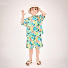 JELISPOON 兒童透氣迪士尼米奇與好朋友們快樂熱帶短袖上下套裝