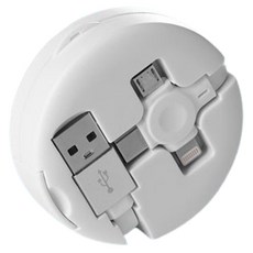 ALIO 거치형 윙글 3in1 고속 충전케이블, 1m, 화이트, 1개