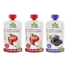 bioitalia 孩童水果泥 3包入, 蘋果口味 2入+李子口味, 1組