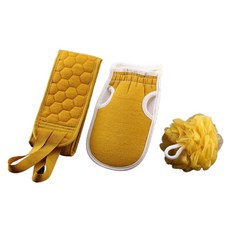 미동마켓 소프트 샤워타올 3종 세트, 옐로우, 1세트