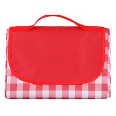 White Wolf 折疊式格紋防水野餐墊, 紅色