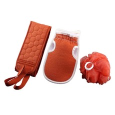 미동마켓 소프트 샤워타올 3종 세트, 레드, 1세트