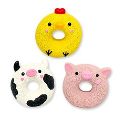 MOMOPET 狗狗乳膠玩具 甜甜圈寵物 乳牛 + 雞肉 + 豬 套組, 1套, 乳牛, 雞肉, 豬
