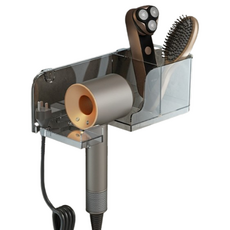 Balgeun Living 免鑽孔黏貼式透明吹風機架, 1個, 透明黑