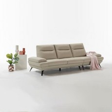 리바트 리르 가죽 컴팩트 4인용 소파 방문설치, 오션 리지 그레이 샌드