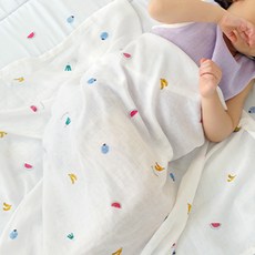 BambooBebe 幼兒款Yum Yum Ssuk Ssuk紗質毯子, 水果混合