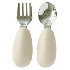 러빗 유아용 자기주도 스푼 + 포크 세트, 아몬드밀크, 1세트