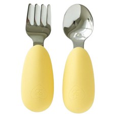 러빗 유아용 자기주도 스푼 + 포크 세트, 버터옐로우, 1세트