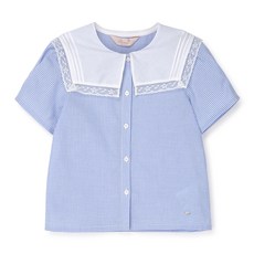 Perimitz 女童透氣細褶方領上衣 P2421B371