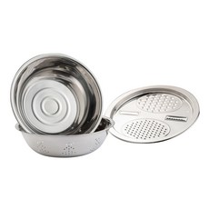 Leo Poldi 不鏽鋼濾網攪拌碗3件組, 鋼, 攪拌碗+多孔托盤+切菜機, 1套