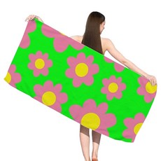 Sonio 夏季圖案柔軟沙灘巾 70 x 150 cm, 1個, 09 綠粉色