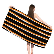 Sonio 夏季圖案柔軟沙灘巾 70 x 150 cm, 1個, 04 橘色線條