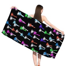 Sonio 夏季圖案柔軟沙灘巾 70 x 150 cm, 1個, 20 黑色樹
