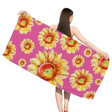 Sonio 夏季圖案柔軟沙灘巾 70 x 150 cm, 1個, 02 粉色花朵