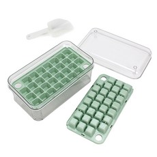 Kitchen9 智慧一鍵式2層60格按壓製冰盒 + 收納盒 + 冰勺 套組, 混合色, 1套