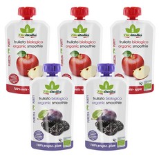 bioitalia 孩童水果泥 蘋果口味 3入+李子口味 2入組, 1組