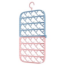 襪子洗滌迷你摺疊曬衣架, 藍色 + 粉紅色