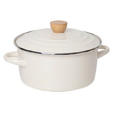 Nordic Kitchen IH爐適用附蓋雙耳琺瑯湯鍋, 20cm, 1個, 乳白色