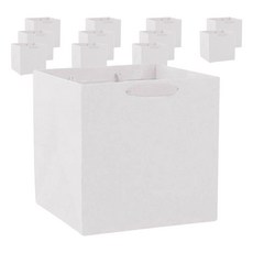 EUMES 正方形寬版素色便當購物袋, 白色, 12個