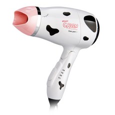 PARKJUN BEAUTY LAB Kevin 低噪音沙龍用可折疊吹風機 1300W, 乳牛圖案設計, PJP-2703