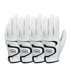 Marcia GOLF 男用全羊皮透氣孔圖案高爾夫手套 左手用, 白色, 4個