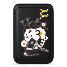 아이무이 어흥시즌2 아이폰 맥세이프 가죽 지갑 포켓 카드지갑, 흑포켓백호, 1개