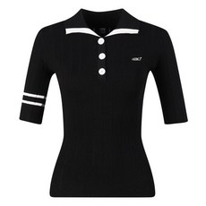 럭스골프 430골프 여성용 라인 배색 5부 반팔 니트 셔츠 LB4S606W