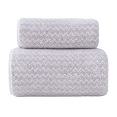 Sonio 柔軟鋸齒紋沐浴浴巾 35 x 75cm + 70 x 140 cm 套組, 02 紫色, 1套