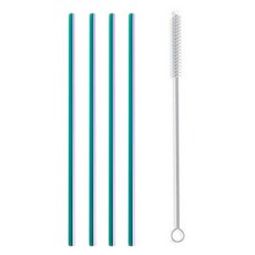 Johnny Free不鏽鋼多用途吸管 直型 4入+清潔刷組 极光, 1組