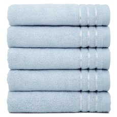 CLAUMAN 無塵條紋飯店毛巾 150g 竹纖維紗, 淺藍色, 5個
