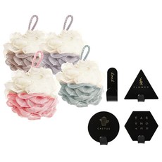 MONACO OLIVE La Pastel 特大雙色沐浴球 4入 + 北歐風掛勾 黑色 4件組, 混合色, 1套