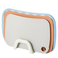 Modern House 韓國製不易產生刀痕TPU棋盤格雙面砧板 + 支架組, 1套, 砧板3入 + 支架