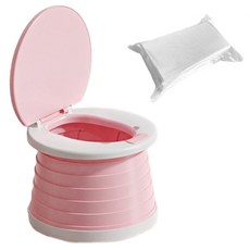 barbre 便攜式折疊幼兒馬桶 + 尿液凝固劑濕紙巾型, 粉紅色